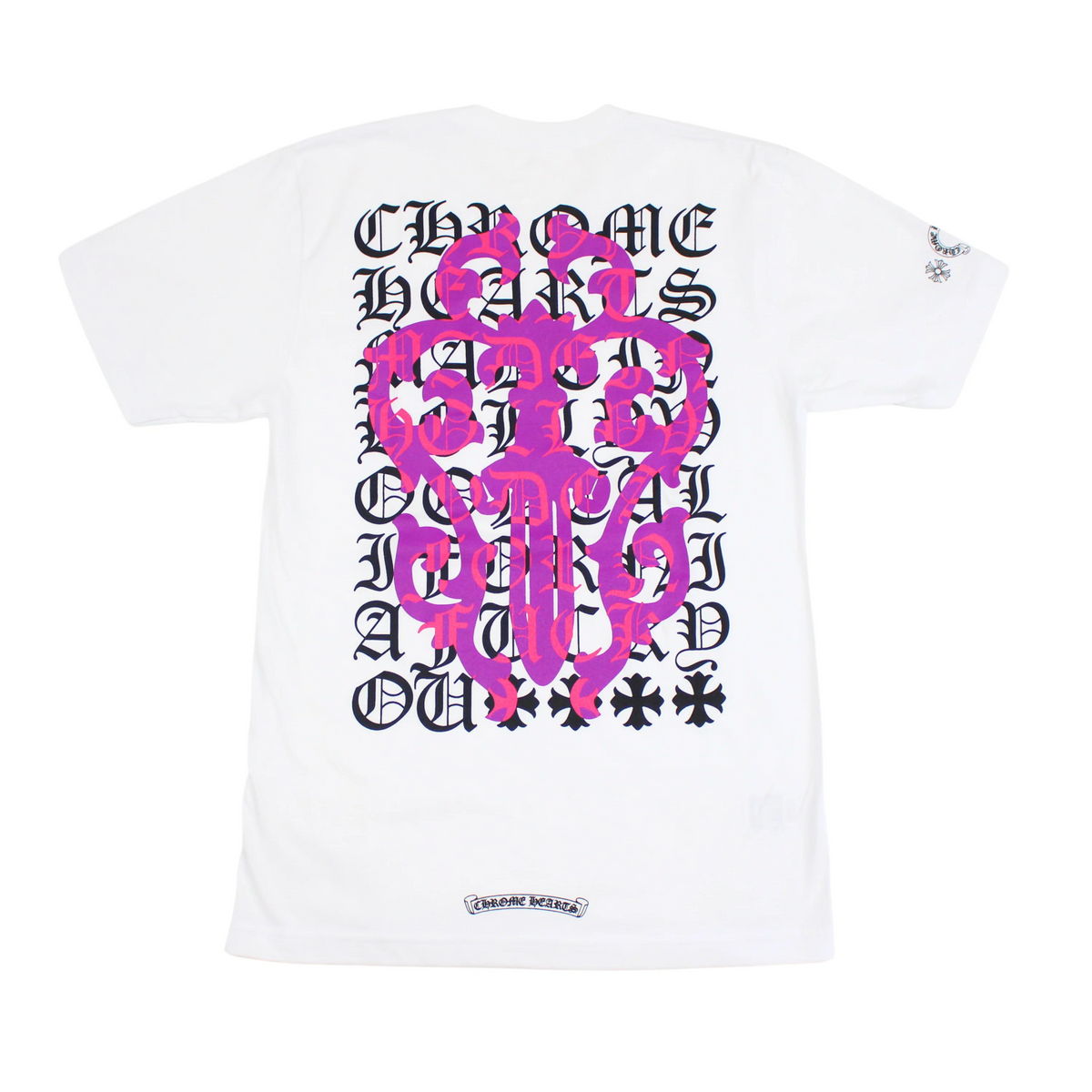 CHROME HEARTS CH EYE CHART PINK DAGGER SHORT SLEEVE T SHIRT WHITE