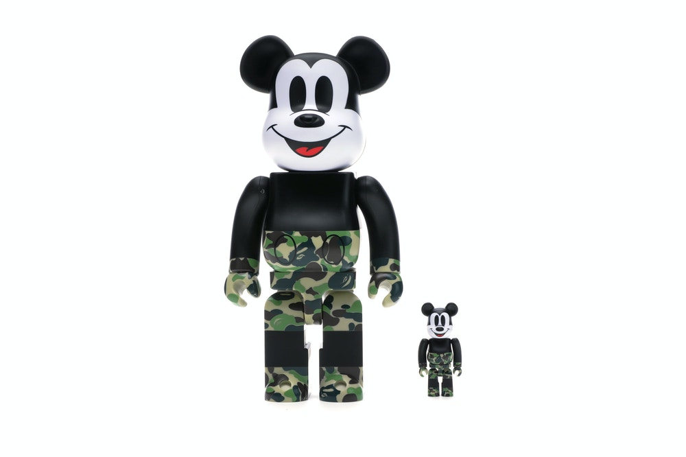 BEARBRICK BAPE MICKEY MOUSE 100% & 400% SET BLACK/GREEN CAMO – 8pm